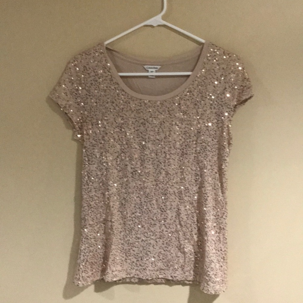 Calvin Klein gold sequin top